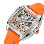 Men's Wine Barrel Type Mechanical Watch Silicone Tape