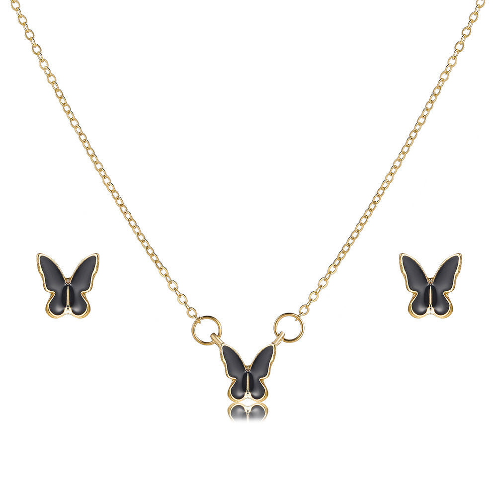Butterfly Earrings & Necklace Jewellery Set