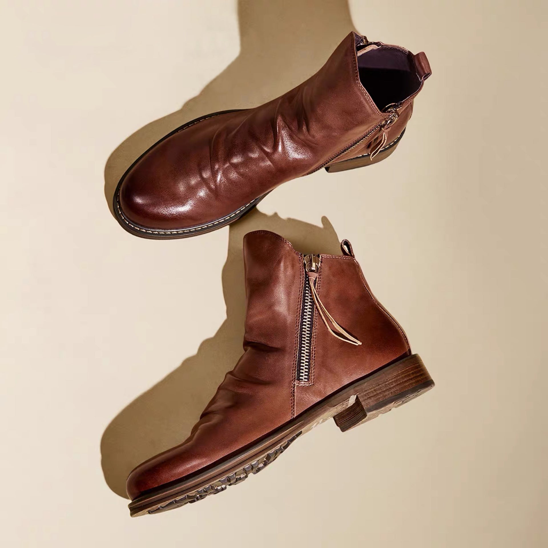 Double side zipper non-slip men's boots