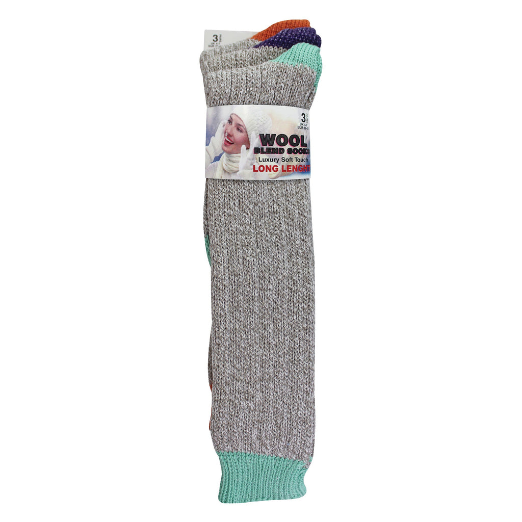 3 Pairs Extra Long Warm Wool Ladies Socks