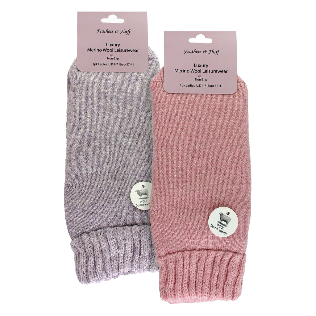 2 Pack Soft Warm Merino Wool Slipper Socks for Ladies