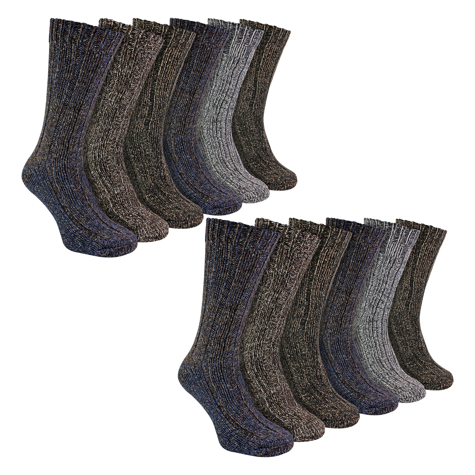 Mens 12 Pack Ribbed Alpaca Boot Socks