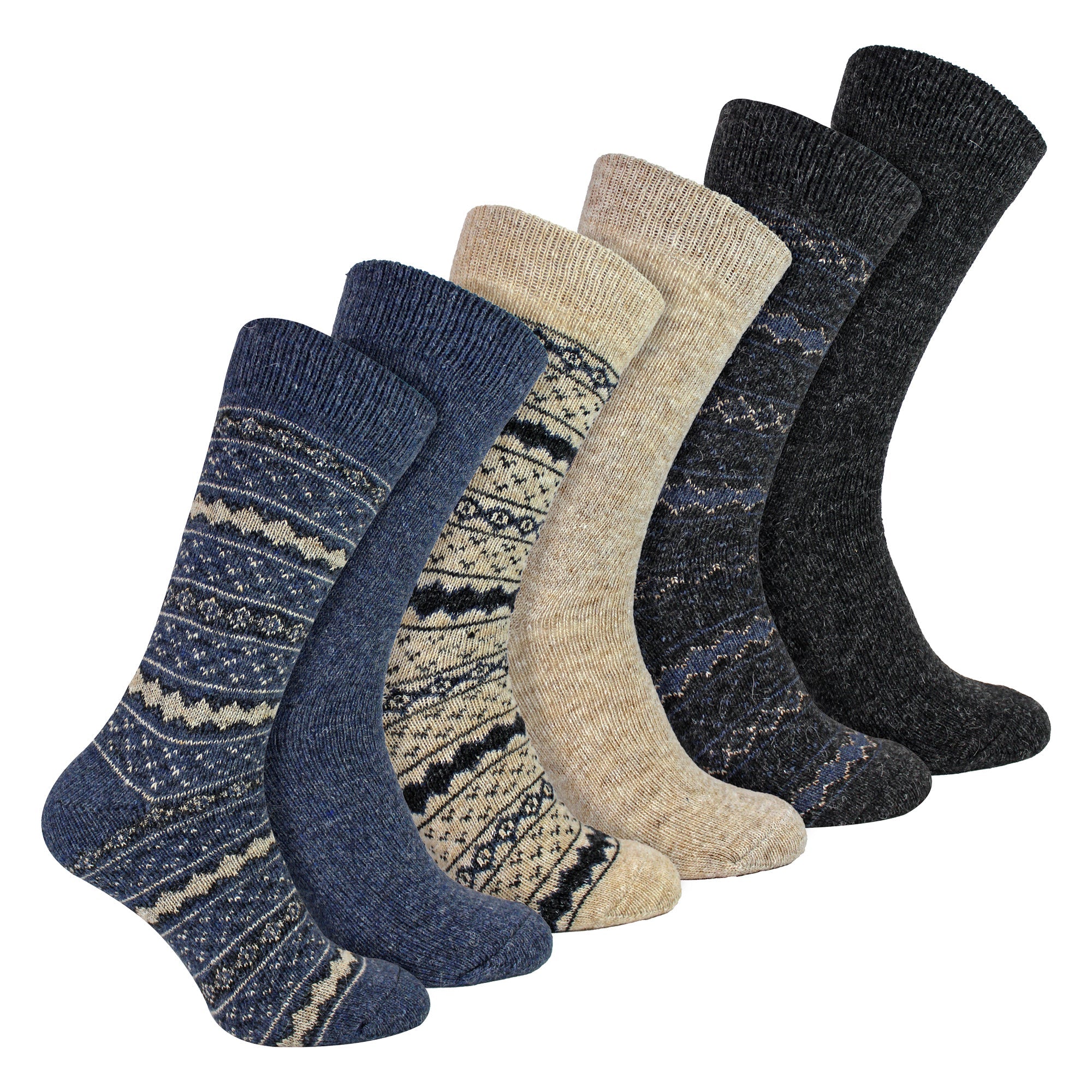 6 Pairs Mens Thick Alpaca Durable Boot Socks