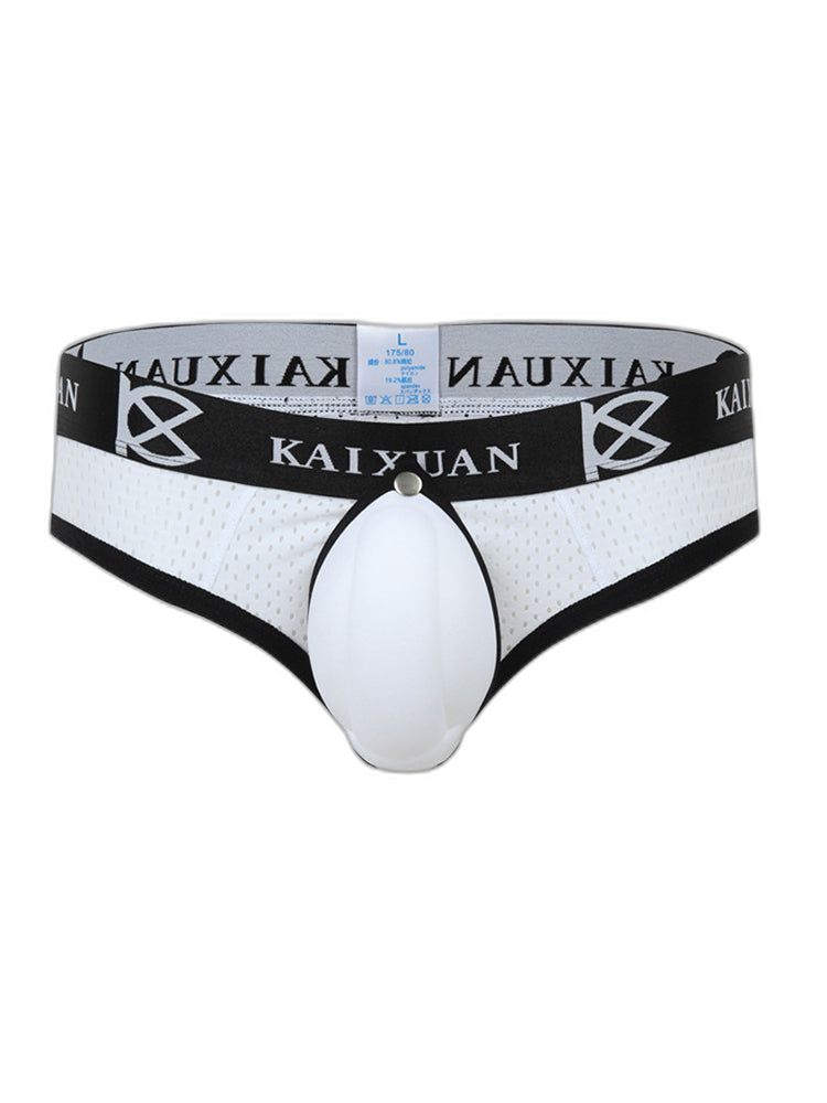 2 Pack Men's Breathable Mesh Removable U-Shaped Pocket Thongs