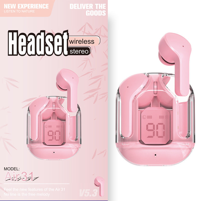 Premium Mini Transparent Wireless Earbuds - Bluetooth 5.3 ENC Noise Cancelling Headphones with Digital Display