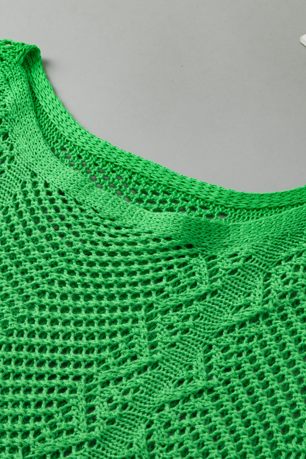 Green Pointelle Knit Scallop Trim Blouse Women UK