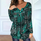 Loose-fit Buttoned V-neck Top Women's T-shirt