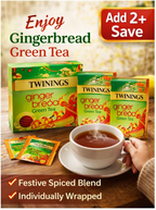 Twinings Gingerbread Green Tea Bags Individually Enveloped Wrapped Tagged Sachet