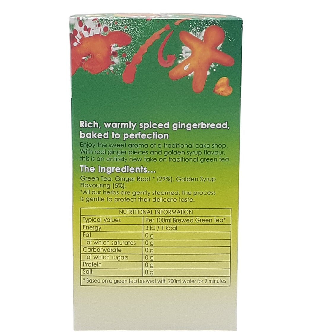 Twinings Gingerbread Green Tea Bags Individually Enveloped Wrapped Tagged Sachet