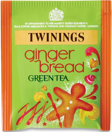 Twinings Gingerbread Green Tea Bags Individually Enveloped Wrapped Tagged Sachet