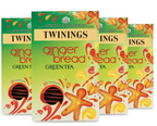 Twinings Gingerbread Green Tea Bags Individually Enveloped Wrapped Tagged Sachet