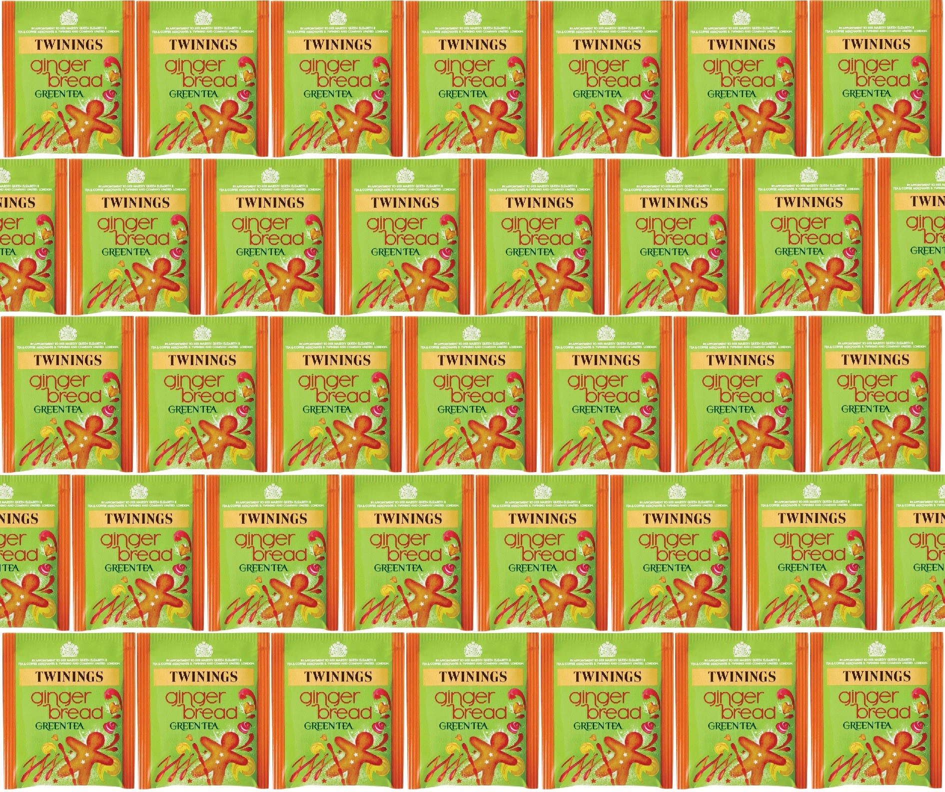 Twinings Gingerbread Green Tea Bags Individually Enveloped Wrapped Tagged Sachet