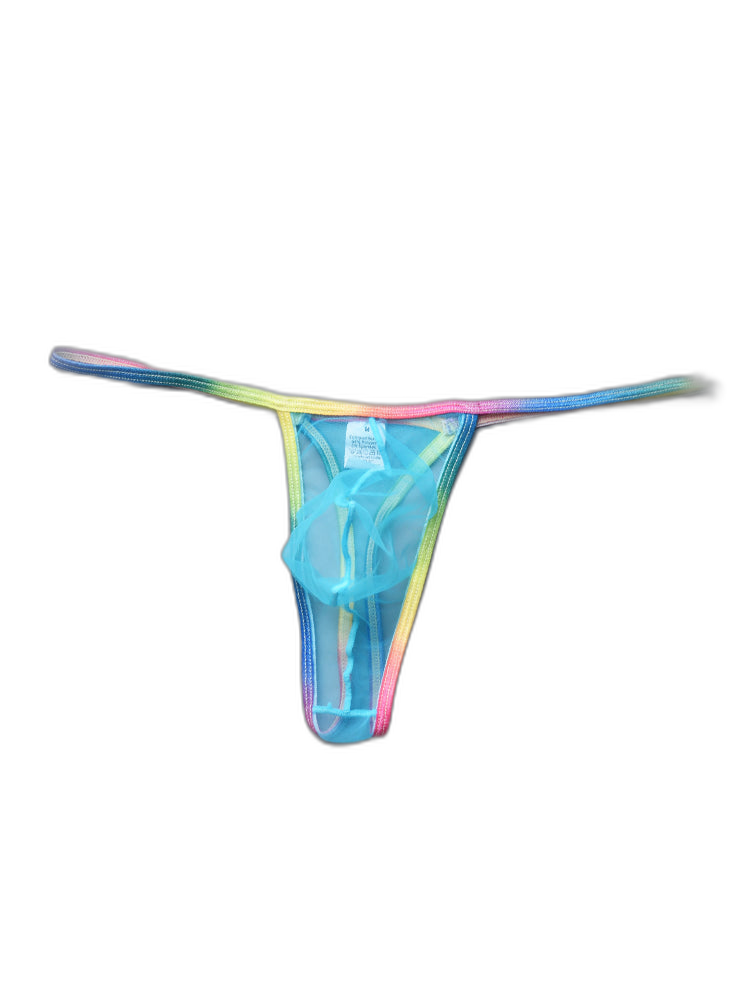 3-pack Men's Sexy Rainbow Transparent Convex Pouch Breathable Thong