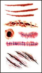 Realistic Fake Wound Tattoo Stickers - Halloween Special Effects Makeup - Waterproof Scar Temporary Tattoos