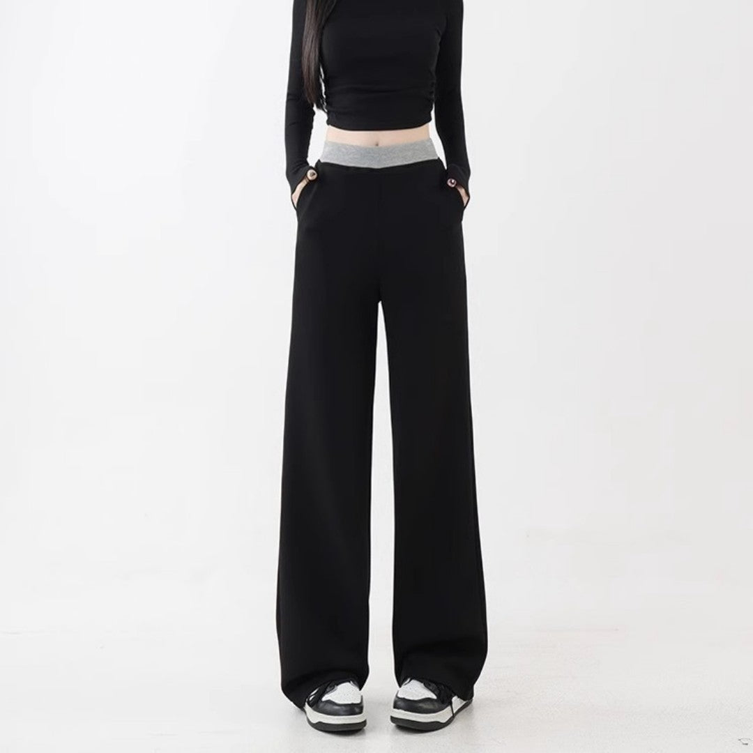 Women's AutumnWinter Fleece-Lined Loose Effortless-Style Sweatpants With A Slimming Effect For Pear-Shaped Figures
