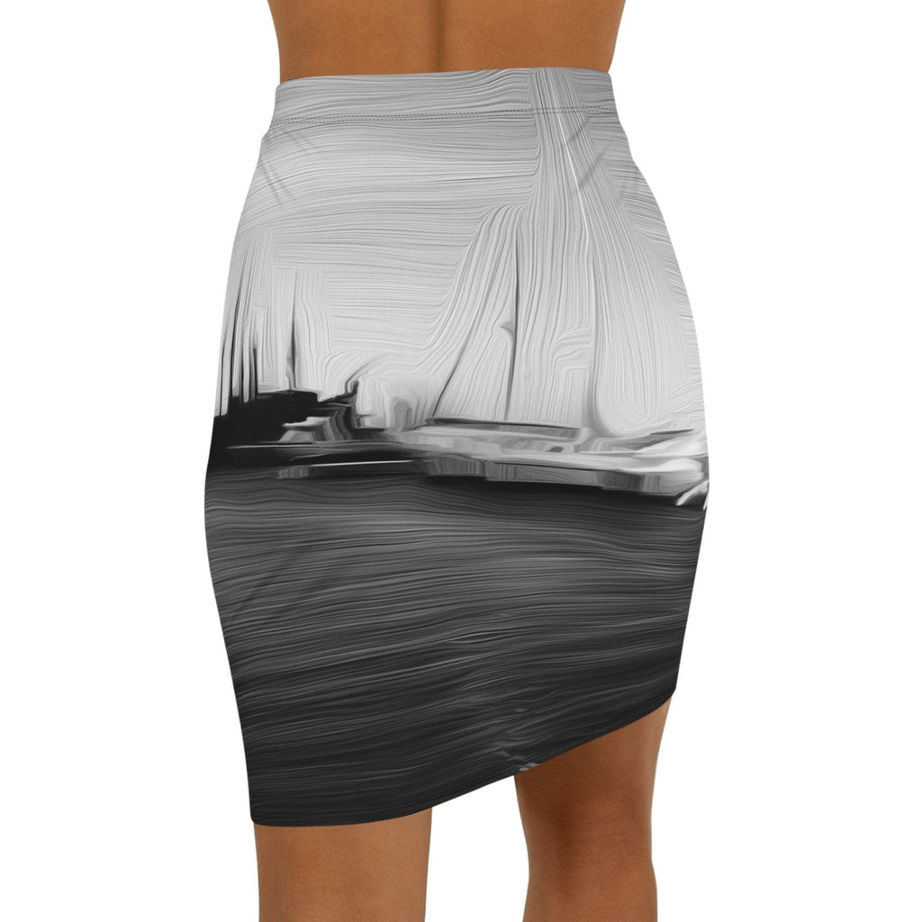 The Sleeping Yachts (at Night) - Womens Pencil Skirt
