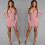 Long Sleeve Irregular Edge Sexy Slim Hip Dress