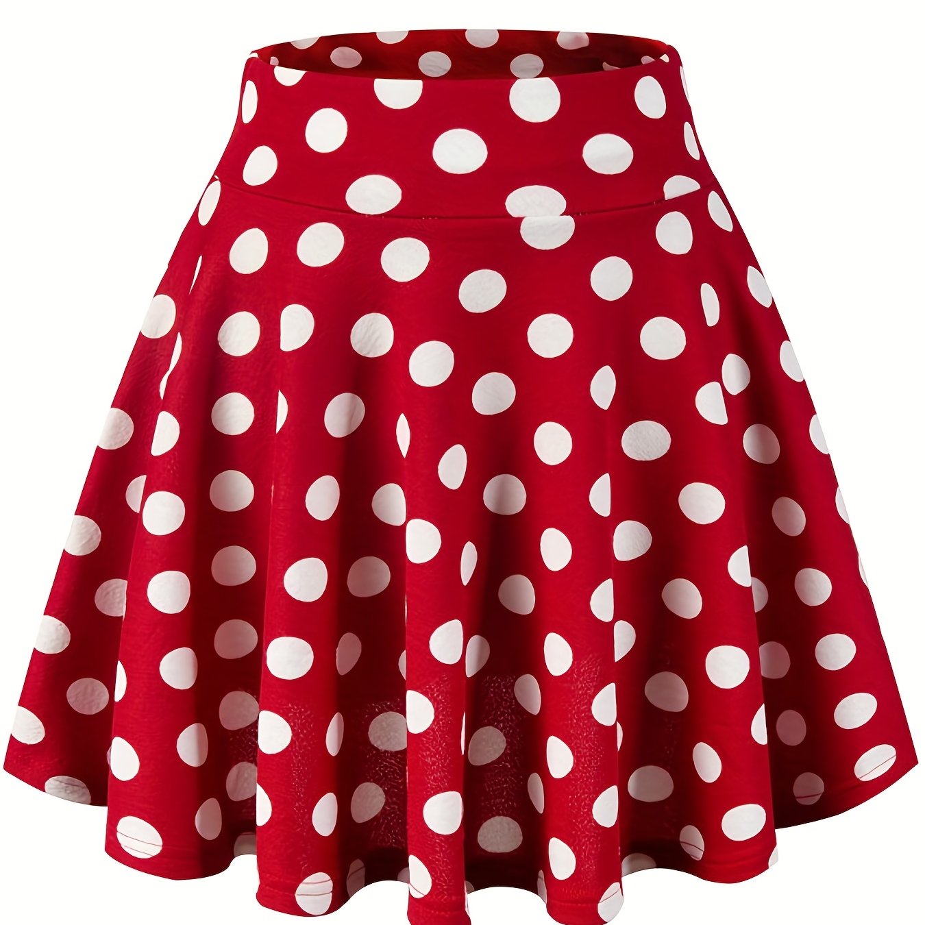 Kpop Polka Dot Print Skater Skirts, Casual Ruffle A Line Versatile Mini Skirts, Women's Clothing