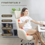 HOMCOM Office Chair with Adjustable Headrest, Spring Pack, Curved Line, Boucle Fabric - Pale Grey