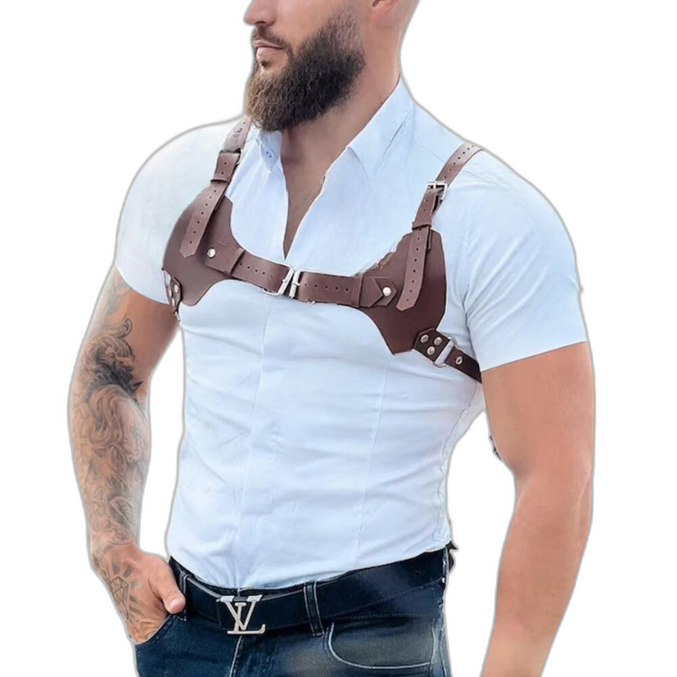 PU Leather Light Brown Chest Harness