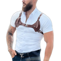 PU Leather Light Brown Chest Harness