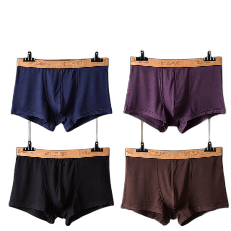 Modal Ultra-soft Solid Mid-waist Men's Boxer Briefs