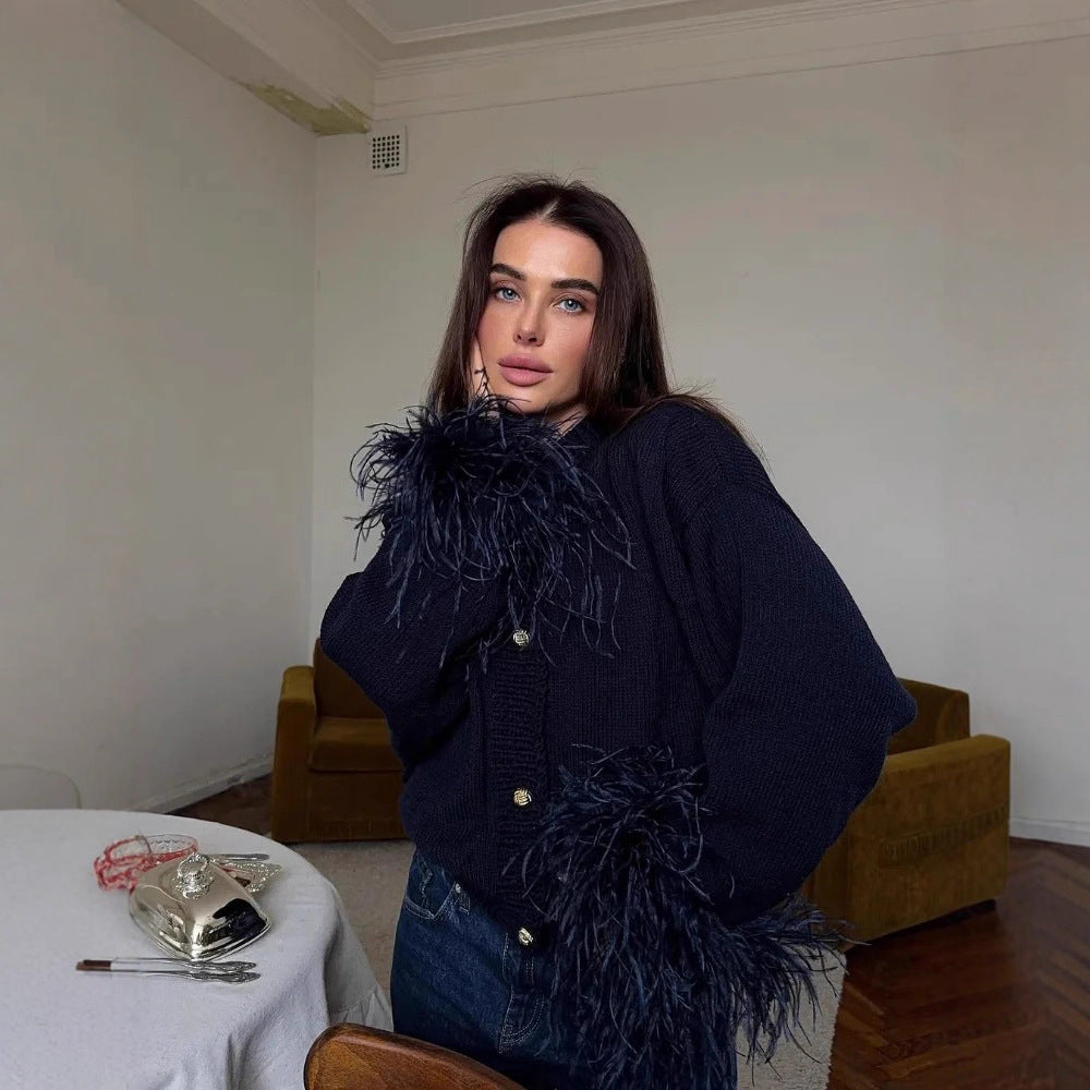 Streetstyle Personality Knitted Cardigan With Buttons Solidcolor Women's Outerwear Sweater