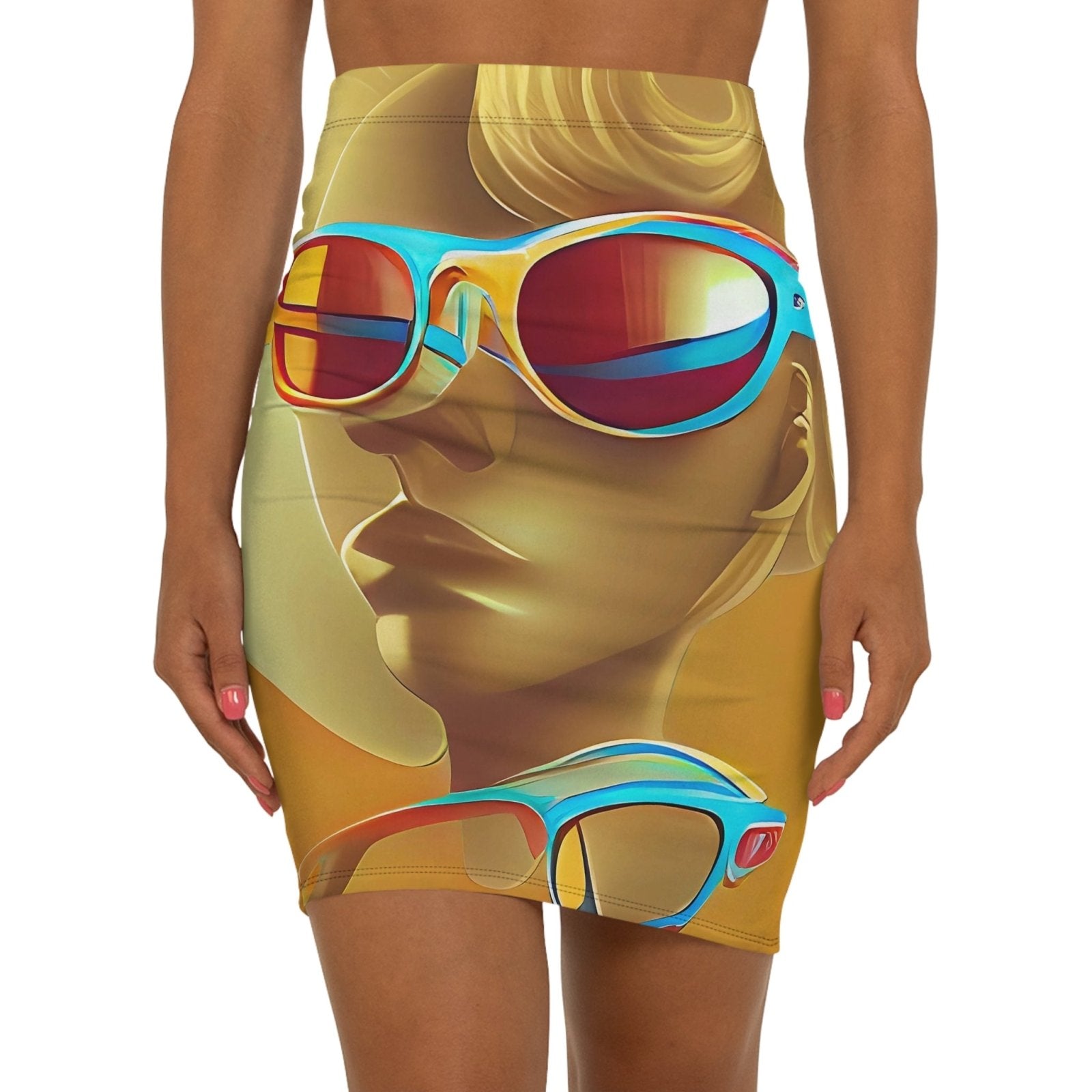 Retro Cool Orange - Womens Pencil Skirt