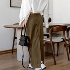 French-style Sophisticated Solid-color High-waisted Skirt With A Slit