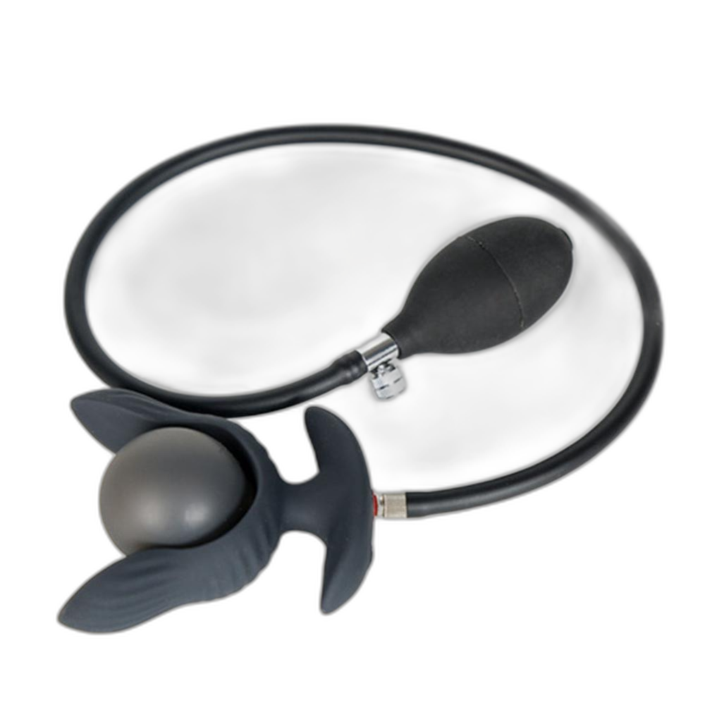 Petal - Inflatable Vibrating Butt Plug - Black Anal Dilator