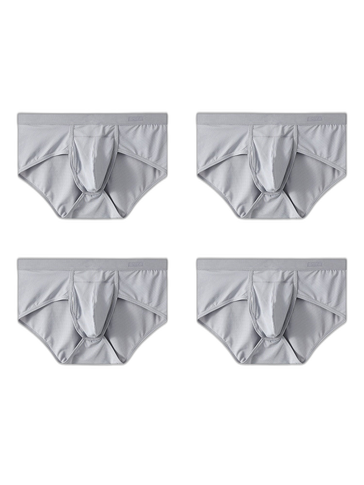 4 Pack Men's Large Pouch Separation Ice Silk Briefs