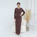 Plus-size Stretchy Long-sleeve Slip Dress