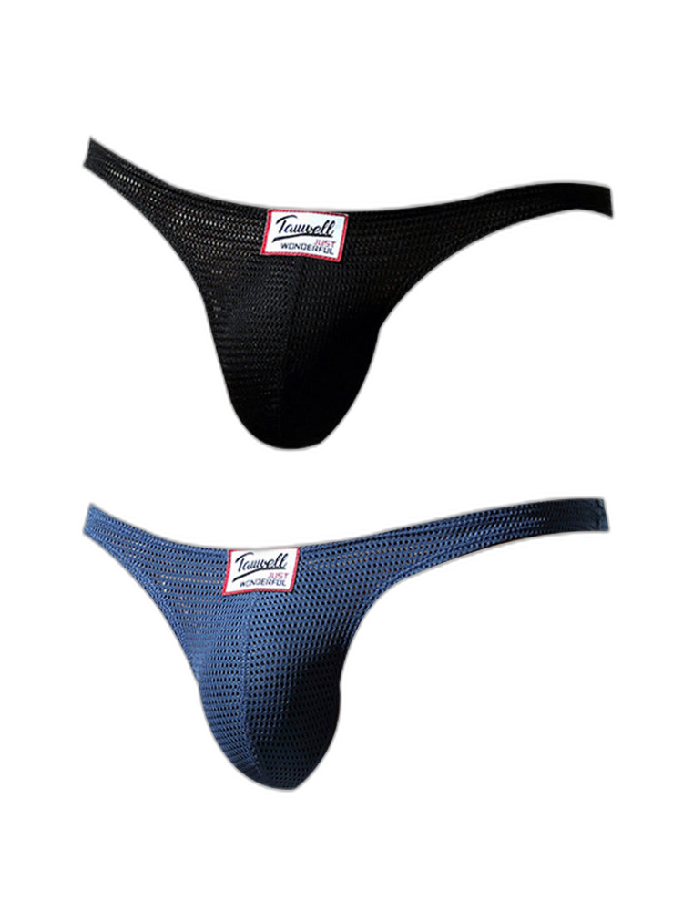 2 Pack Men's Sexy Breathable Mesh Thongs with High Stretch