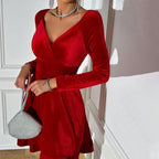 Red Dress Versatile Elegant Vneck Mini Skirt