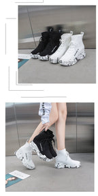 High-top lace-up letter boots