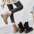 Middle Tube Plush Warm Cotton Shoes Leather And Fur Integrated Winter Women's Boots
