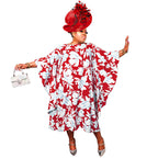 Women's Multi-color Split Skirt With Kimono Sleeves Plus-size Dress