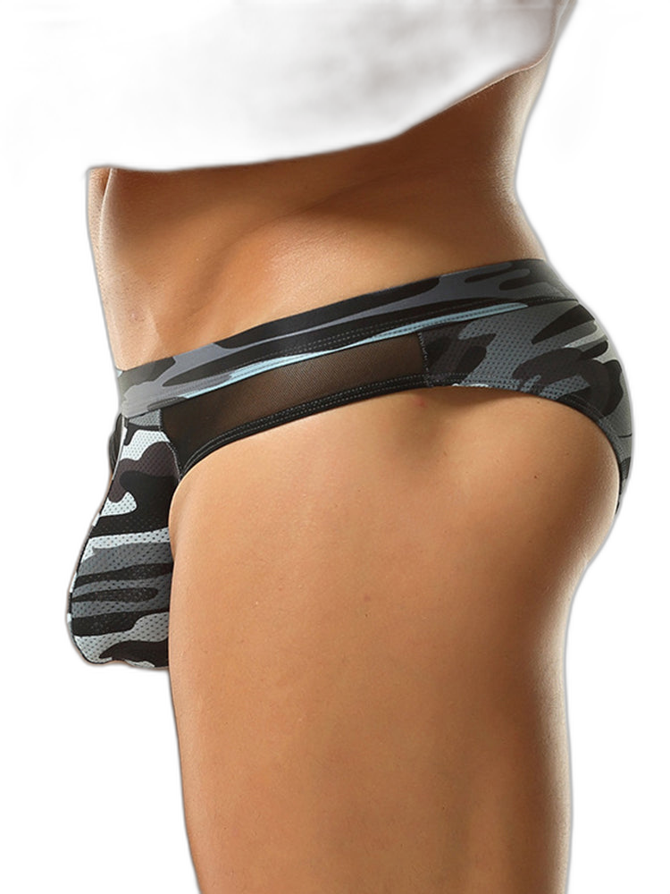 2 Pack Men's Classic Camo Mesh U-Shaped Pouch Breathable Briefs