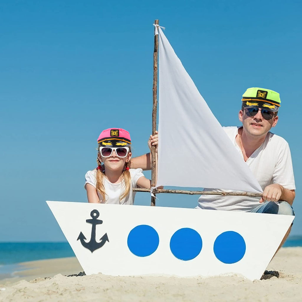 37YIMU 8 Pack Colorful Captain Hats — Unisex Sailor Party Hats for Parties, Cruises & Cosplay