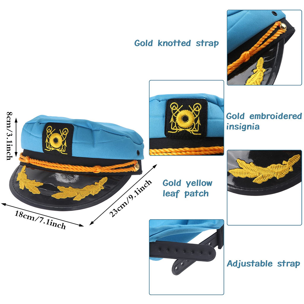 37YIMU 8 Pack Colorful Captain Hats — Unisex Sailor Party Hats for Parties, Cruises & Cosplay
