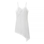 Silk Texture Sexy Lace Asymmetric Sling Dress