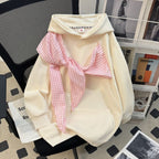 Bow-knot Plaid Strap Hoodie Women's Top
