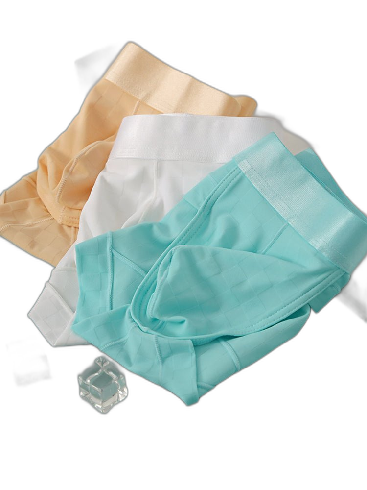 3 Pack Men's Cooling Silktech Briefs - U-Pouch Design & Checkered Antibacterial Lining