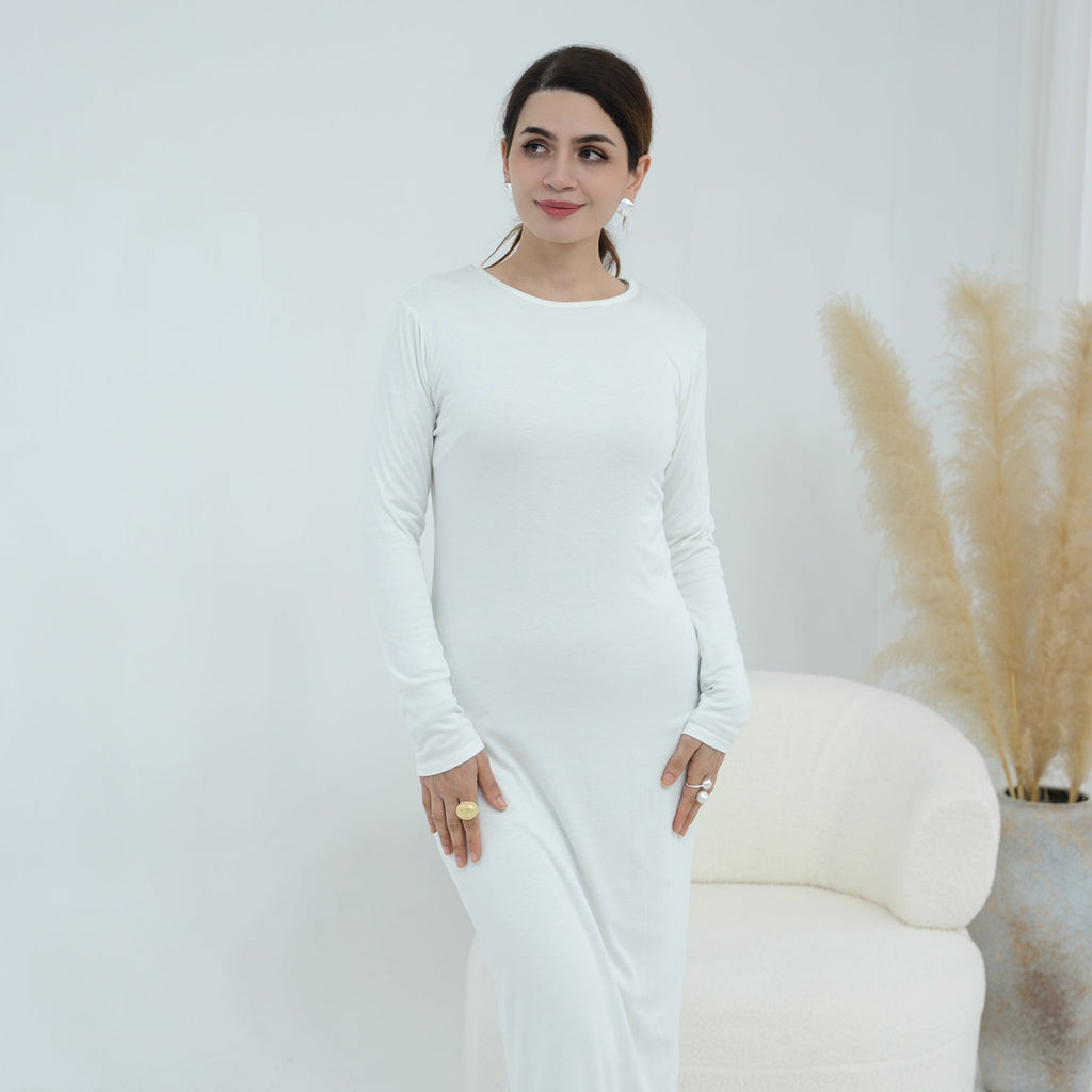 Plus-size Stretchy Long-sleeve Slip Dress