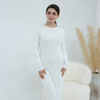 Plus-size Stretchy Long-sleeve Slip Dress