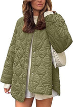 European And American Style Chic String Decoration Simple Solid Color Round Neck Loose Cotton Coat