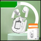 Premium Mini Transparent Wireless Earbuds - Bluetooth 5.3 ENC Noise Cancelling Headphones with Digital Display