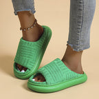 European And American Women's Plus Size Thick Bottom One Word Towel Slippers
