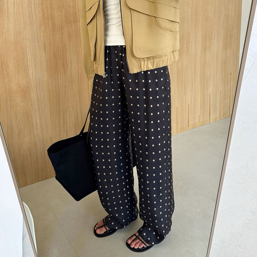 Loose And Comfortable Polka-dot Long Straight-leg Pants