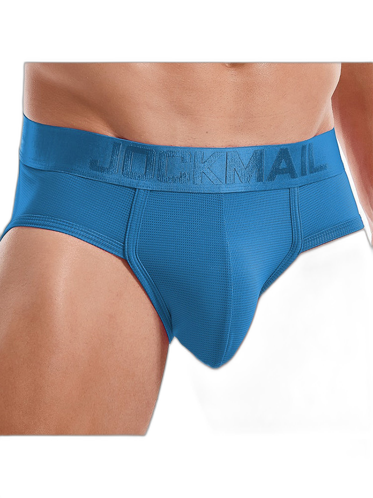 Men's Solid Color Mesh Breathable Sports Fitness Briefs